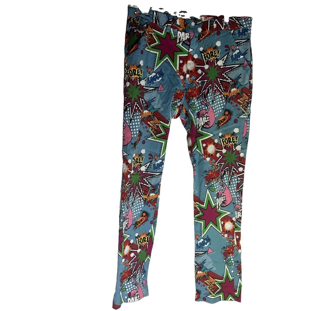 Royal & Awesome Pants Men's 34x42 Golf Multi Color Loud Shank Fore Par Eagle